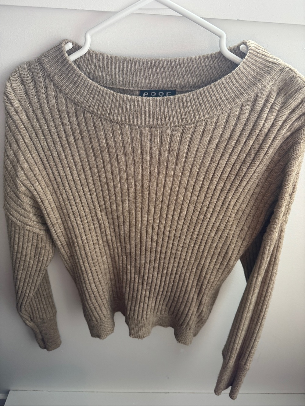 Poof! Crewneck Sweater in Taupe